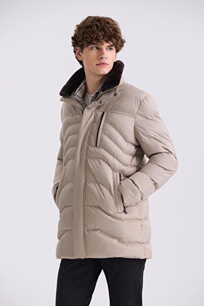 Jakamen Vızon Regular Fit Yaka Kürklü Kışlık Mont Mont