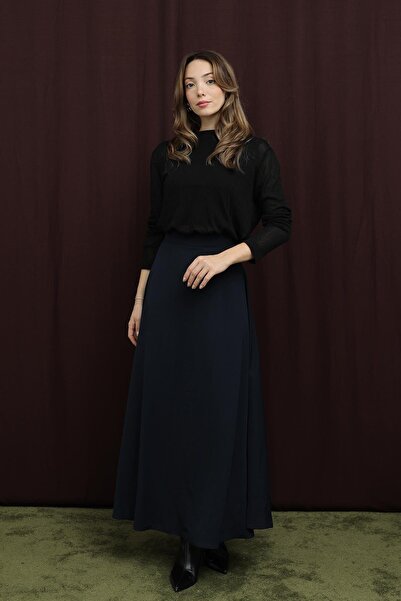 Puane Women's Hidden Zipper Opening Skirt - 18264Etk - Navy