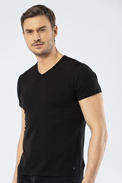 Cacharel Men's V-Neck T-Shirt 1402/Black