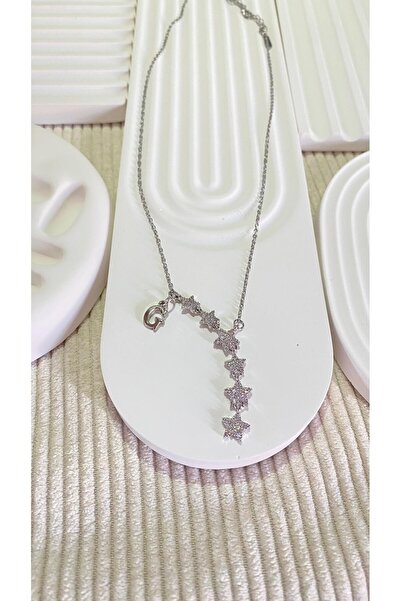 bijoux uniques Kayan Yıldız G Harfli Çelik Kolye