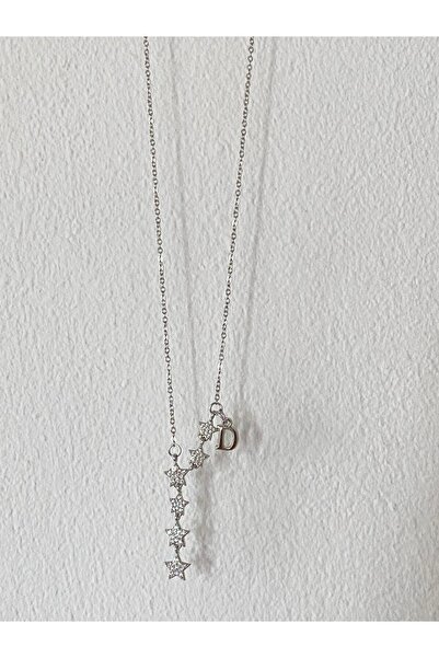 bijoux uniques Shooting Star D Letter Steel Necklace