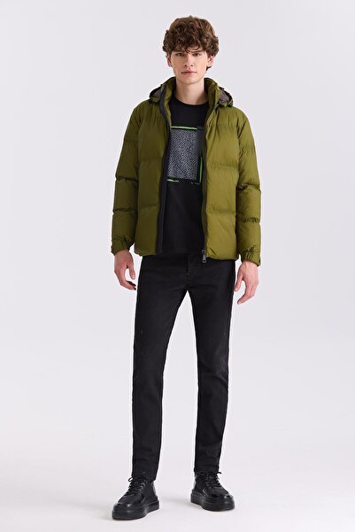 Jakamen Khaki Comfort Fit Hooded Winter Coat