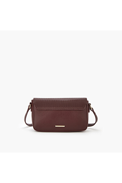 Flora Bella by Shoexpress Textured Crossbody Bag with Adjustable Strap and Twist Lock Closure W 15 x H7 x D 23 cm