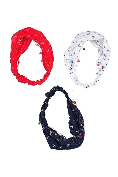 BERG - Parachute Buckle Elastic Hair Clip Elastic Beaded Red Patterned Headband