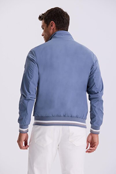 Jakamen Palton de sezon albastru, cu guler vertical, cu croială relaxată