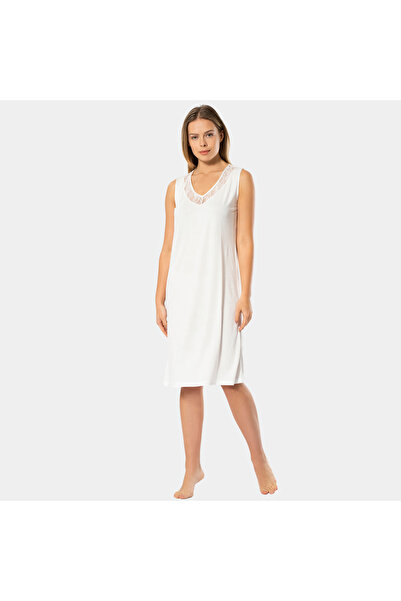 TÜREN Women's Lace V-Neck Nightgown 3285/Ecru