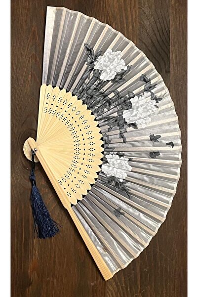 BERG ATELIER Yelpaze Kumaş Bambu Şık Desenli Şık Hediyelik Yelpaze