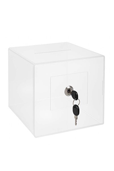 ÖzgürceSeç Dilek, Şikayet Kutusu, Bahşiş Kutusu, Kumbara Tip Box Kilitli 20x20x20 Şeffaf