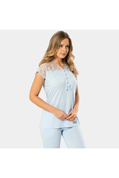 TÜREN Мереживне піжамне комплект 3197/Синій