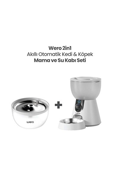 Wero 2in1 Kameralı, Wi-Fi Destekli Akıllı Otomatik Kedi & Köpek Mama ve Su Kabı Seti (FW2-C)