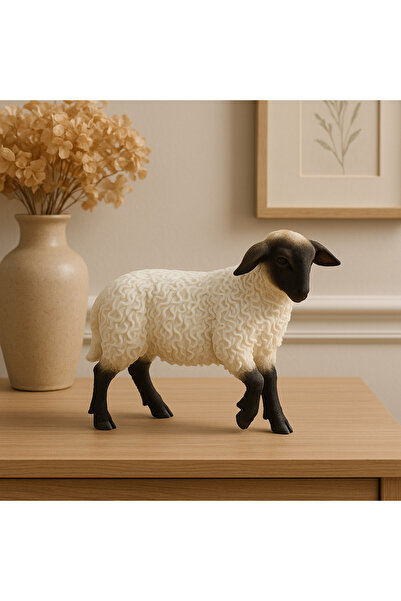 Luyano Veronese El Boyama Kuzu Biblo 12,5x5,5x11,5 cm Dekoratif Yüksek Kalite Poliresin Mermer Dokulu Figür