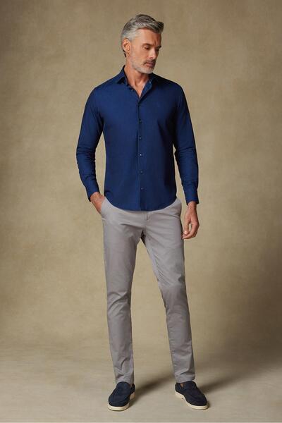 Abbate Chino Twill Cotton Blend Slim Fit Gray Men's Straight Trousers