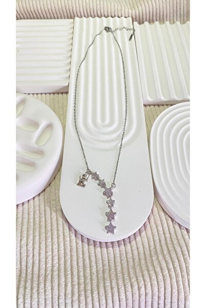 bijoux uniques Kayan Yıldız E Harfli Çelik Kolye