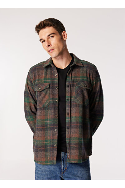 Lee Cooper Regular Fit Yeşil Erkek Gömlek 251 LCM 241005 DONAS YEŞİL EKOSE