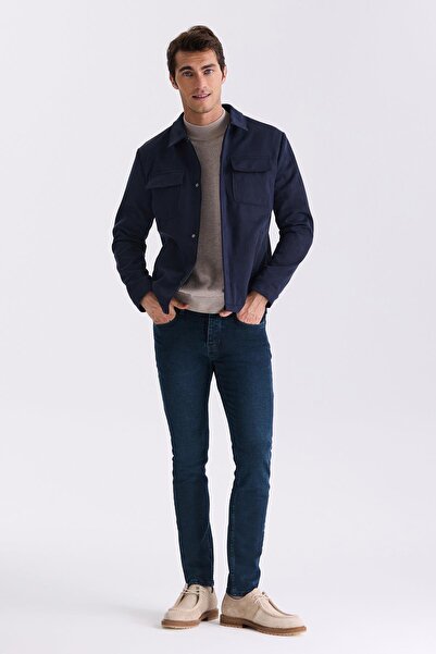 Jakamen Navy Blue Comfort Fit Baby Collar Seasonal Coat