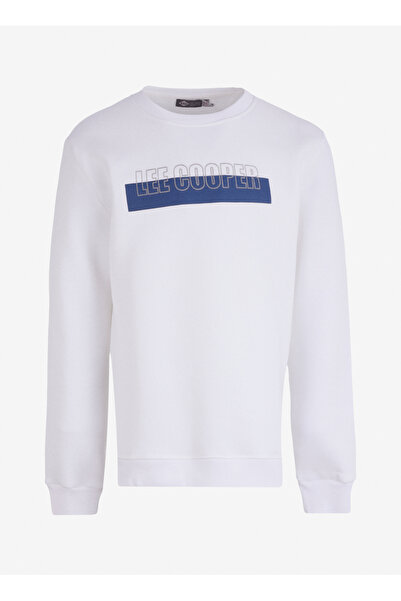 Lee Cooper Ανδρικό φούτερ με λαιμόκοψη λευκό 251 LCM 241026 NOAH WHITE