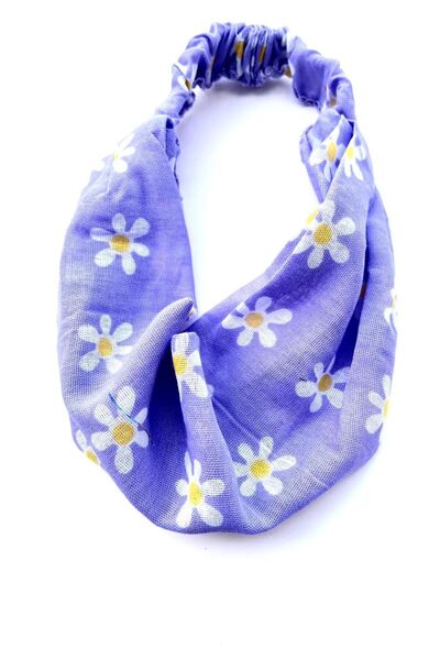 BERG - Purple and White Daisy Patterned Hair Bandana