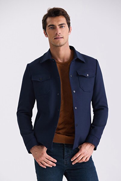 Jakamen Синій Slim Fit Спортивний сезонний піджак з коміром-стійкою