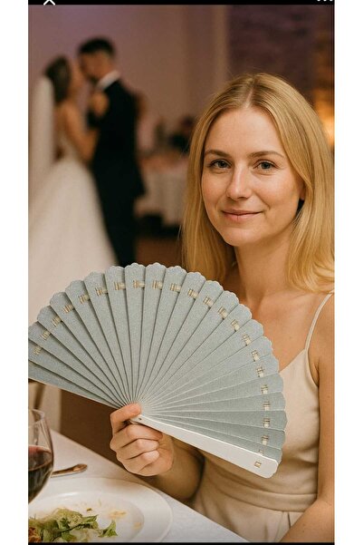 BERG - Gümüş Kurdelalı Simli Parlak Yelpaze Yeni Yıl Hediyesi