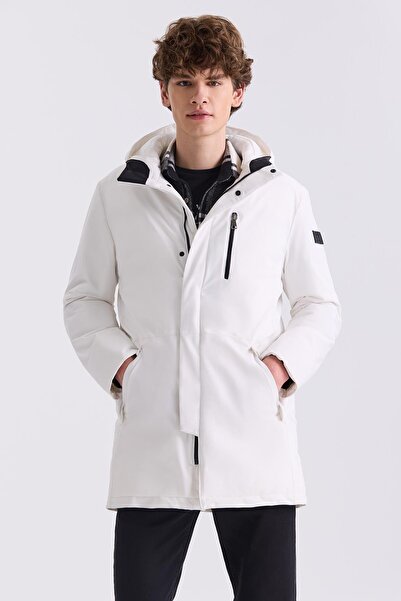 Jakamen Stone Comfort Fit Hooded Hidden Zipper Winter Coat