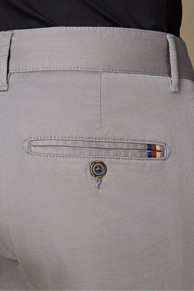 Abbate Chino Twill Pamuk Karışımlı Slim Fit Gri Erkek Düz Pantolon