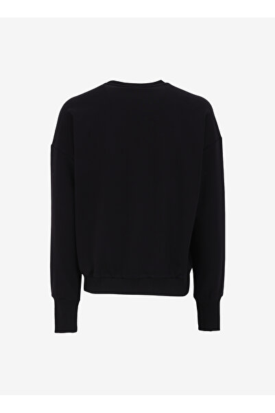 Fabrika Siyah Kadın Bisiklet Yaka Basic Payetli Sweatshirt F4WL-SWT0130