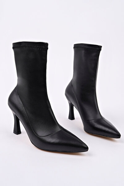 SETTİ MANA Siyah Sivri Burun İnce Topuklu Streç Bot
