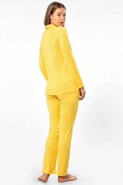 TÜREN Long-Sleeved Pajama Set with Dots 3363/Yellow