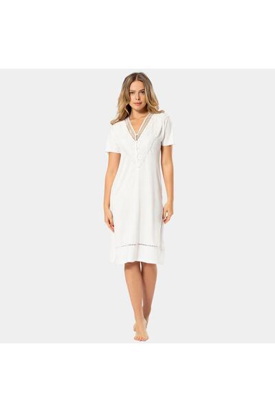TÜREN Women's V-Neck Nightgown 3282/Cream