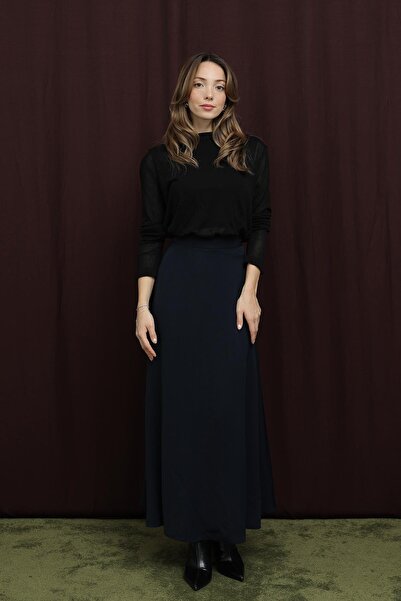 Puane Women's Hidden Zipper Opening Skirt - 18264Etk - Navy