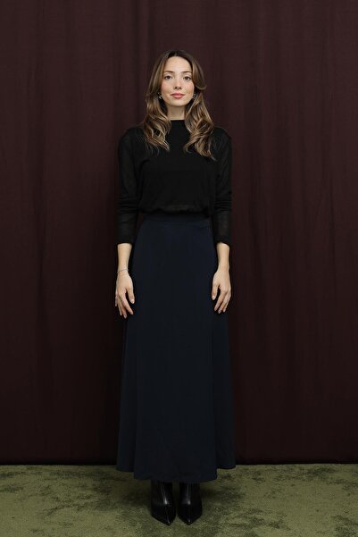 Puane Women's Hidden Zipper Opening Skirt - 18264Etk - Navy