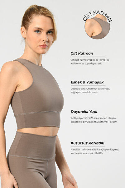 TÜREN Women's Halter Neck Sports Bustier 3701/Mink