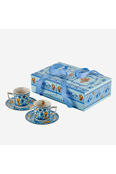 CHIARA ALESSI Arancia Mavi Porselen Kahve Fincan Seti 120 Ml