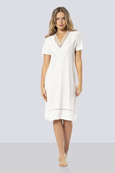 TÜREN Women's V-Neck Nightgown 3282/Cream