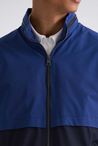 Jakamen Mavi Comfort Fit Hakim Yaka Mevsimlik Mont