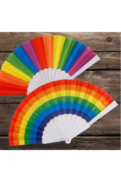 BERG Rainbow, Gökkuşağı 2'li Yelpaze Şık Doğal Serinletici Yelpaze