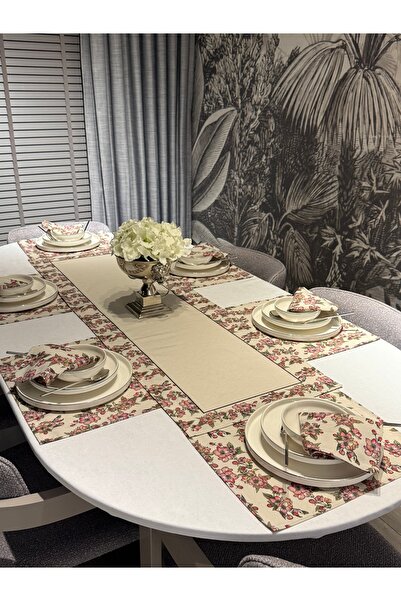 Heriya 40X140 cm Linen Rosa Patterned Runner