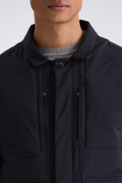 Jakamen Μαύρο Comfort Fit πουκάμισο γιακά εποχιακό παλτό