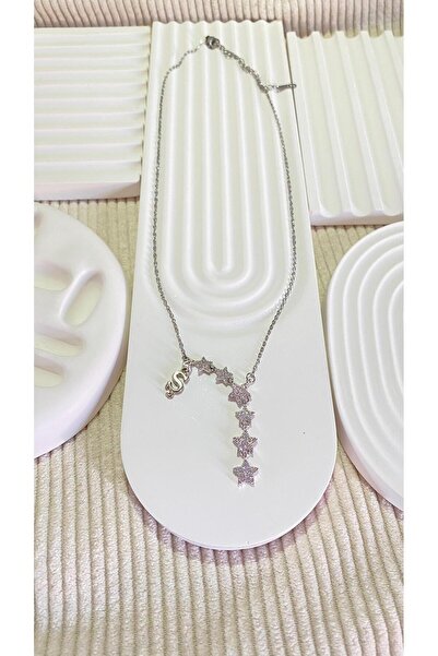 bijoux uniques Kayan Yıldız Ş Harfli Çelik Kolye