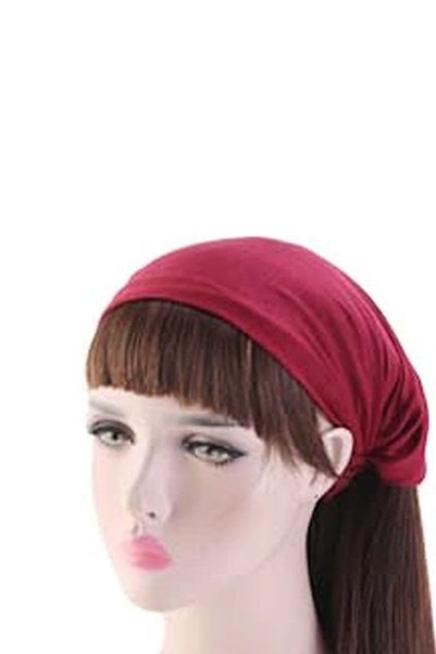 michaeller Parachute Bandana - Solid Color Cotton Fabric Elastic Claret Red