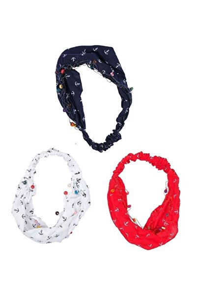 BERG - Parachute Buckle Elastic Hair Clip Elastic Beaded Red Patterned Headband