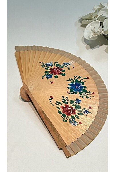 BERG Desenli Ahşap Yelpaze Ispanyol Yelpazesi