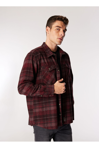 Lee Cooper Regular Fit Bordo Erkek Gömlek 251 LCM 241005 DONAS BORDO EKOSE