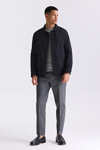 Jakamen Μαύρο Comfort Fit πουκάμισο γιακά εποχιακό παλτό