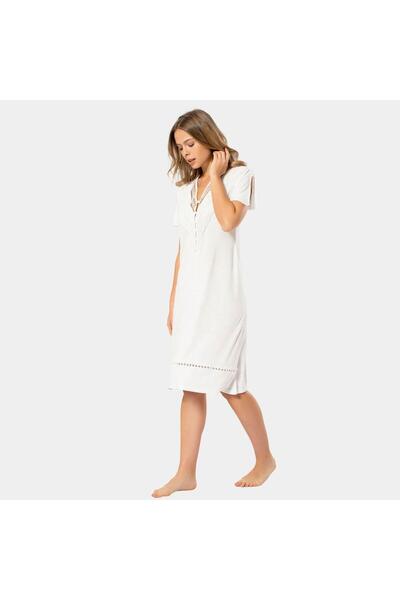 TÜREN Women's V-Neck Nightgown 3282/Cream