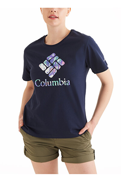 Columbia Koyu Lacivert Kadın O Yaka Normal Kalıp Baskılı T-Shirt 9220311466_CS0367 CSC GEM WISTERIAN