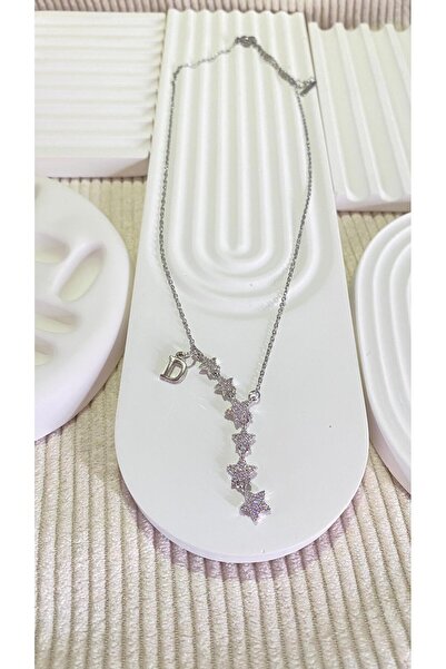 bijoux uniques Kayan Yıldız D Harfli Çelik Kolye