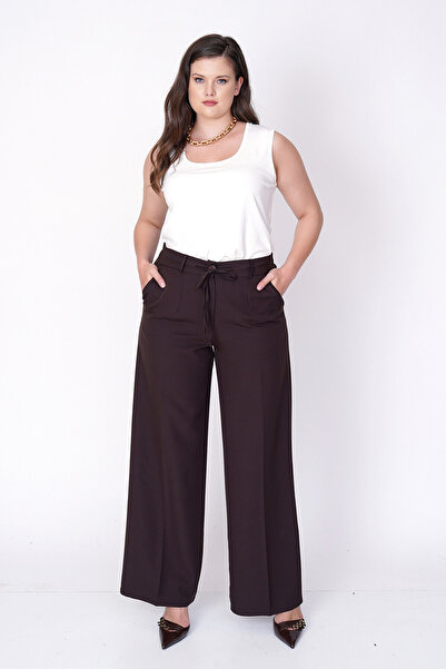 Büyük Moda Lace Wide Leg Fabric Pants