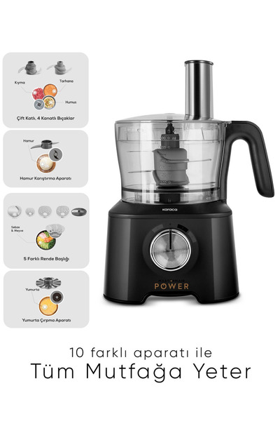 Karaca Premium 4 Blades Chopper, Food Processor, Chopping, Stirring, Grinding, Shredding, Slicing 2000W