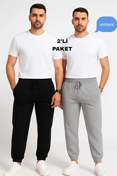 TREND ALİSSE 2 Lİ Avantaj PAKET Jogger Eşofman Altı-siyah Ve Gri Lastik Paça ...